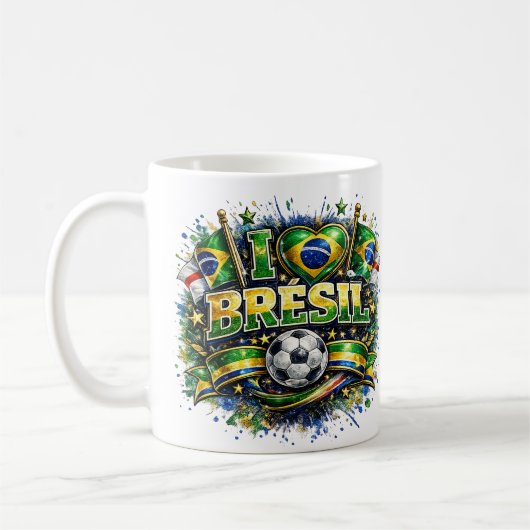 ブラジル2026サッカーファン大好き コーヒーマグカップ (左)
