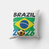 ブラジル2026サッカー応援デザイン フラグカラー Foo クッション (裏面)