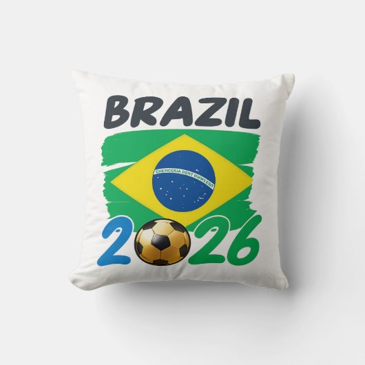 ブラジル2026サッカー応援デザイン フラグカラー Foo クッション (正面)