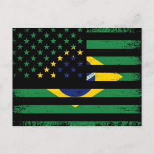 ブラジル、アメリカとブラジルの国旗のブレンド ポストカード