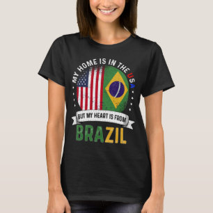 ブラジル・アメリカ国旗ブラジル根 Tシャツ