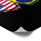 ブラジル アメリカ国旗 ハート ブラジル系アメリカ人 愛 ポスター (角)