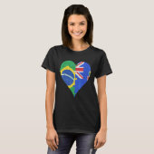 ブラジル・カイマン国旗のハート Tシャツ (正面フル)