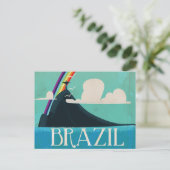 ブラジル・キリストredeemer vintage travel poster ポストカード (スタンド正面)