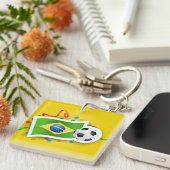 ブラジル、サッカーデザイン キーホルダー (正面右)