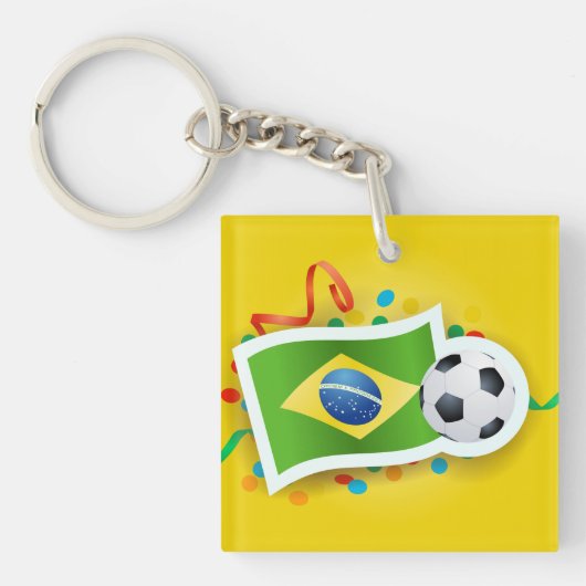 ブラジル、サッカーデザイン キーホルダー (正面)