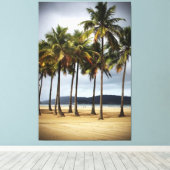 ブラジル，サントス，ゴンザガビーチのヤシの木 キャンバスプリント (インサイチュ (ウッドフロア))