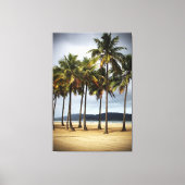ブラジル，サントス，ゴンザガビーチのヤシの木 キャンバスプリント (正面)
