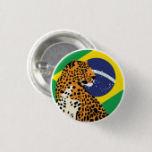 ブラジル・ジャガー・ブラジル国家動物国旗 缶バッジ (正面&裏面)