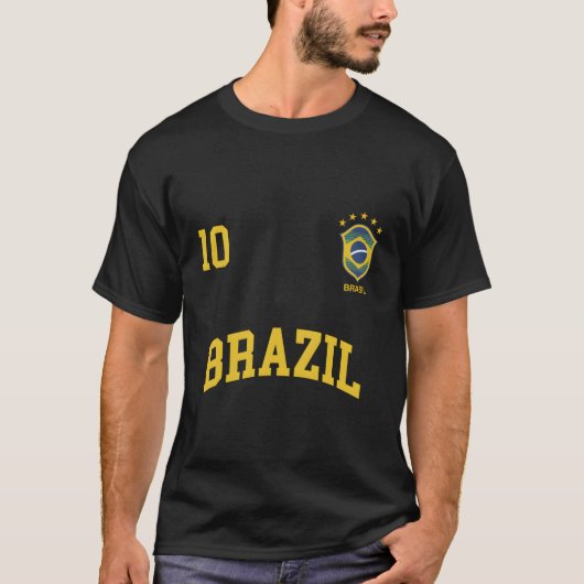 ブラジル・チーム・スポーツ第10位サッカー・ブラジル国旗 Tシャツ (正面)