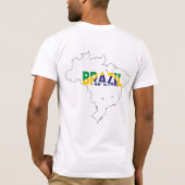 ブラジル テキストと国地図のアウトライン Tシャツ (裏面)
