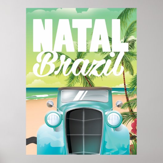 ブラジル ナタール ビンテージ 自動車 旅行 ポスター (正面)