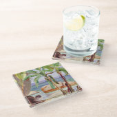 ブラジル・パケタのバナナと岩 ガラスコースター (アングル)