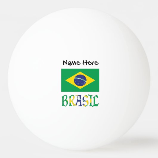 ブラジル ブラジルの国旗 名前入り 卓球ボール (正面)
