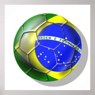 ブラジル・ブラジルサンバサッカーのブラジル国旗のスポーツ ポスター