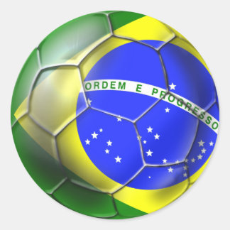 ブラジル・ブラジルサンバサッカーのブラジル国旗のボール ラウンドシール