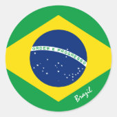 ブラジル&ブラジル国旗の愛国者,休日/スポーツ ラウンドシール (正面)
