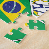 ブラジル ブラジル国旗 タイル状 カスタマイズ 名前  ジグソーパズル (側面)