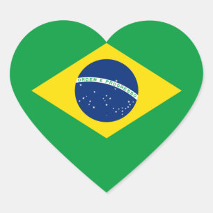 ブラジル/ブラジル国旗 ハートシール