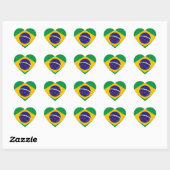 ブラジル:ブラジル国旗 ハートシール (シート)