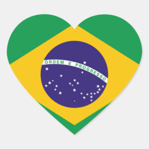 ブラジル:ブラジル国旗 ハートシール