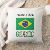 ブラジル ブラジル国旗 名前入りカスタマイズ クッション (ブランケット)