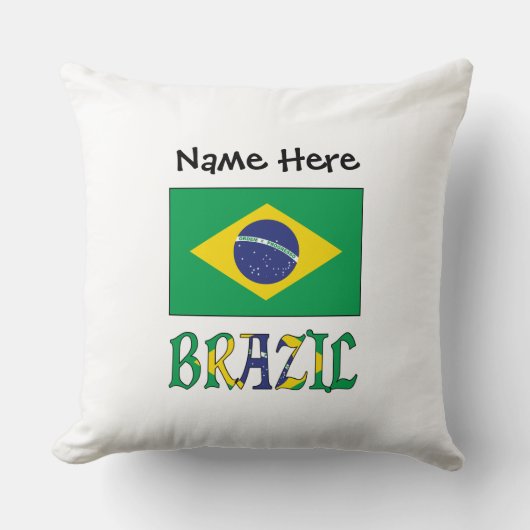 ブラジル ブラジル国旗 名前入りカスタマイズ クッション (正面)