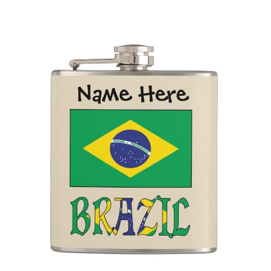 ブラジル ブラジル国旗 名前入りカスタマイズ フラスク (正面)