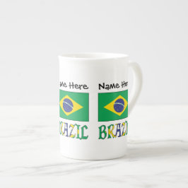 ブラジル ブラジル国旗 名前入りカスタマイズ ボーンチャイナマグカップ