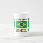 ブラジル ブラジル国旗 名前入りカスタマイズ ボーンチャイナマグカップ (正面)