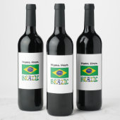 ブラジル ブラジル国旗 名前入りカスタマイズ ワインラベル (ボトル)