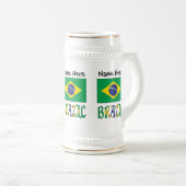 ブラジル ブラジル国旗 名前入り  ビールジョッキ (正面右)
