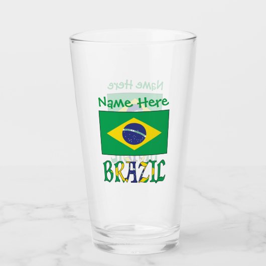 ブラジル ブラジル国旗 緑 カスタマイズ タンブラーグラス (正面)