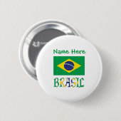 ブラジル ブラジル国旗 緑 カスタマイズ 缶バッジ (正面&裏面)