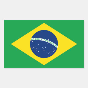ブラジル/ブラジル国旗 長方形シール