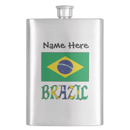 ブラジル ブラジル国旗 黒 個人名入れ フラスク