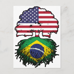ブラジル ブラジル系アメリカ人 アメリカ合衆国 木の根 元 アメリカ国旗 ポストカード