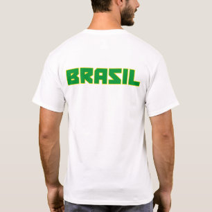 ブラジル(ブラジル)文字はっきりしたと国旗のシャツ Tシャツ
