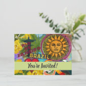 ブラジル リオデジャネイロ 太陽 旅行 カラフル アート 招待状 (スタンド正面)