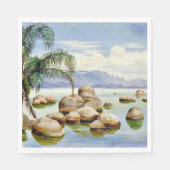 ブラジル、リオ湾のヤシの木と大きい石 スタンダードランチョンナプキン (正面)