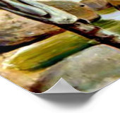 ブラジル、リオ湾のヤシの木と大きい石 ポスター (角)