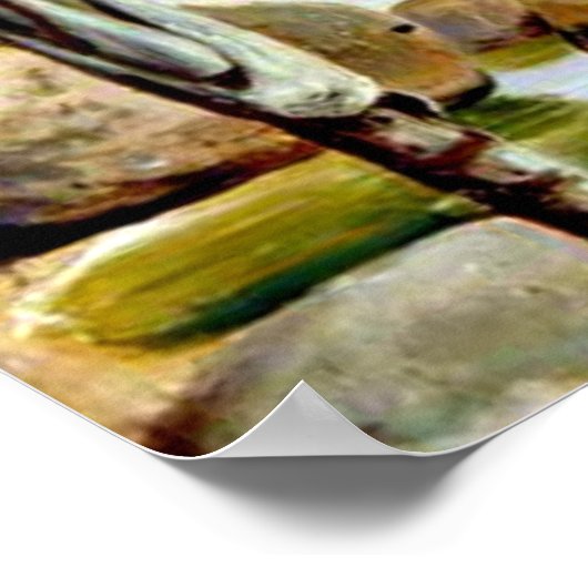 ブラジル、リオ湾のヤシの木と大きい石 ポスター (角)