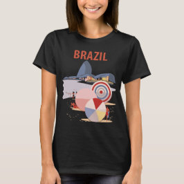 ブラジル リオ ビーチパラソル レトロ トラベル Tシャツ