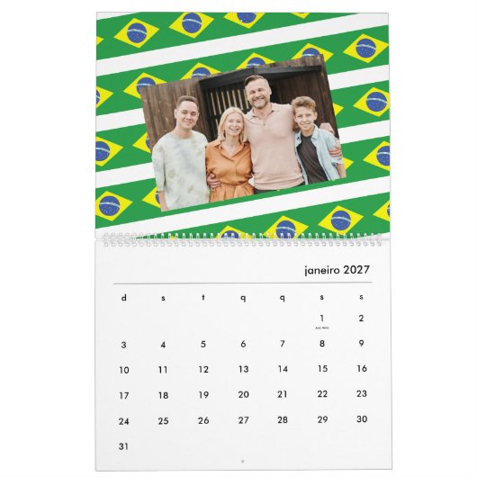 ブラジル | 写真の追加ブラジル国旗2025 カレンダー (1月 2027)