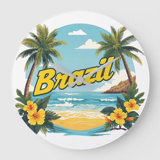 ブラジル [商品名] トロピカルビーチ 夏のギフト ラージ壁時計 (正面)