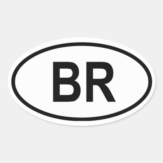 ブラジル「BR」 楕円形シール (正面)