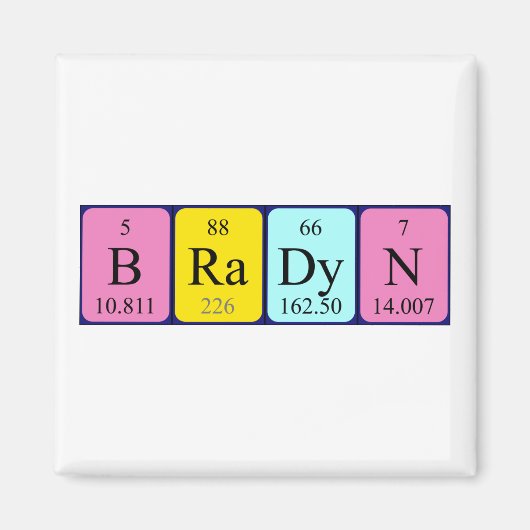 ブラジン周期表名磁石 マグネット (正面)