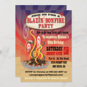 ブラジン素朴焚き火パーティの招待状 招待状 (正面/裏面)