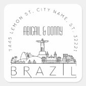 ブラジ結婚ル |事前にアドレス指定された封筒用シール スクエアシール (正面)