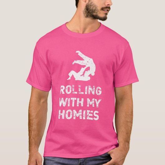 ブラジ転がル柔術と共におもしろい過ごす Tシャツ (正面)